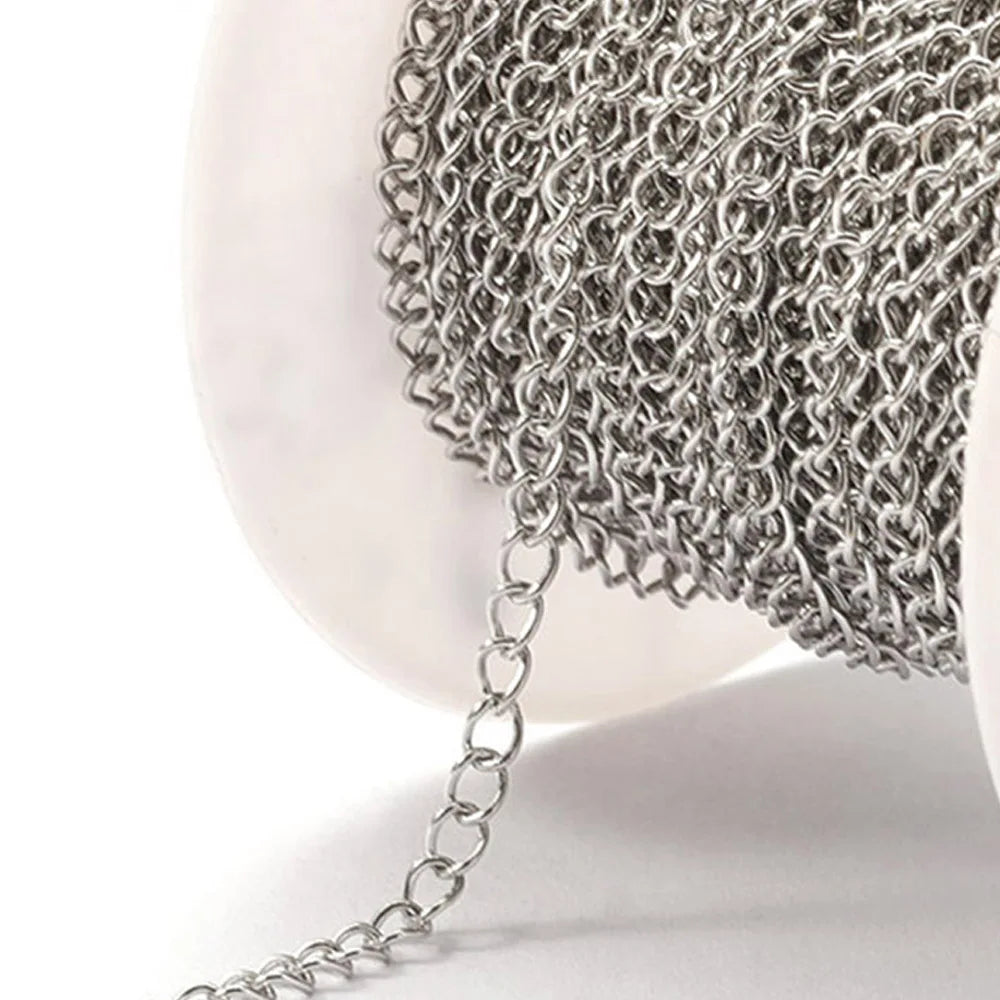 No Fade 2Meters Stainless Steel Chains for Jewelry Making DIY Necklace Bracelet Accessories Gold Chain Lips Beads Beaded Chain