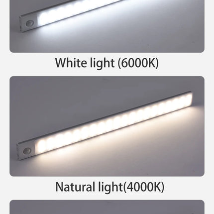 LED Cabinet Light USB Type-C Rechargeable Motion Sensor Led Lamp for Kitchen Wardrobe Cabinet Lighting 20cm/30cm/40cm/50cm/60cm
