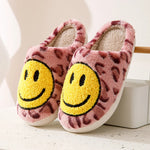 Leopard Fluffy Slippers for Home Smile Designer Platform Shoes Women 2024 Indoor Plush Sliders Warm Flats Chic Winter Footwear