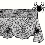 Halloween Lace Table Runner Black Spider Web Tablecloth Fireplace Cover Mantel Halloween Decoration 2024 Home Party Cloth Cover