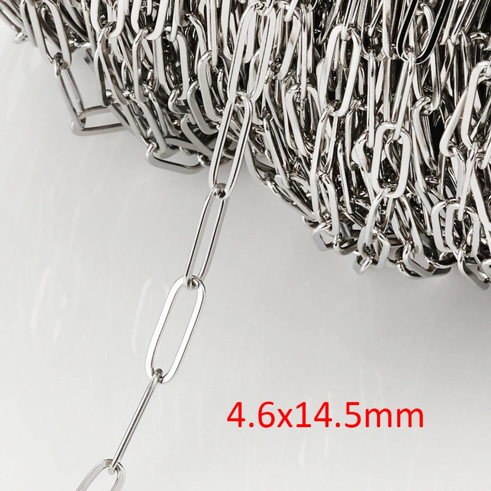 No Fade 2Meters Stainless Steel Chains for Jewelry Making DIY Necklace Bracelet Accessories Gold Chain Lips Beads Beaded Chain
