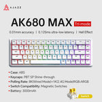 AJAZZ AK680 MAX Magnetic Switch Mechanical Keyboard 60% Rapid Trigger 0.01mm 8K/1K Return 68 keys Wired/Wireless Gaming Keybaord