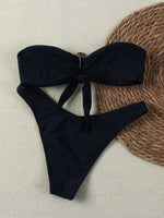 "2025 Sexy Bandeau Push-Up Bikini Set - Brazilian Thong Swimwear for Women"