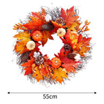 Autumnal Halloween Thanksgiving Maple Pumpkin Wreath Door Decorative