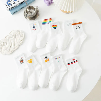 New Socks Women's Korean Version In The Tube Wild Cute Japanese Student Women's Socks Autumn And Winter Rainbow Socks