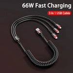 3 in 1 66W 6A Fast Charging USB Cable