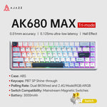 AJAZZ AK680 MAX Magnetic Switch Mechanical Keyboard 60% Rapid Trigger 0.01mm 8K/1K Return 68 keys Wired/Wireless Gaming Keybaord