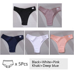 5Pcs/Set Women Cotton Brazilian Panties V Waist Female Underwear Comfortable Underwear Low Rise T-Back Bikini Girls Lingerie New