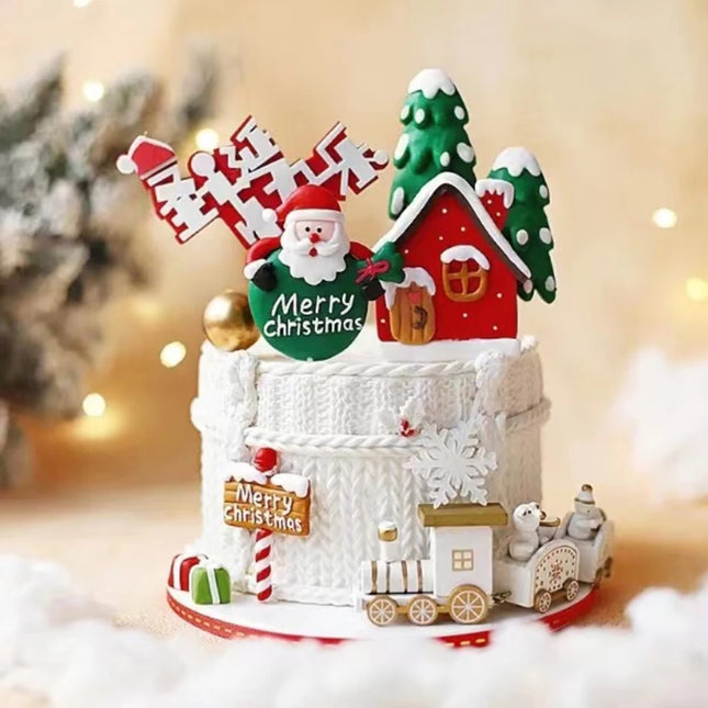 Happy New Year Christmas Train, Halloween Ornament with Moving Train, Home Noel Gifts, Children's Birthday Cake Decoration, 2026