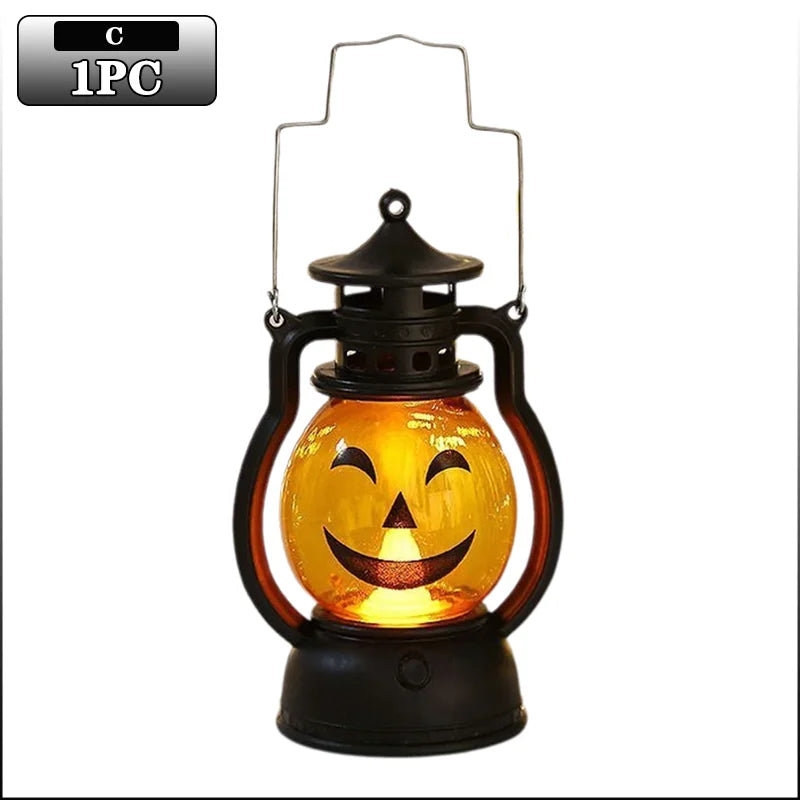Halloween Pumpkin Ghost Face Lamp Portable Skull Decoration Light for Bar Party Table Atmosphere Prop Halloween Decor Use