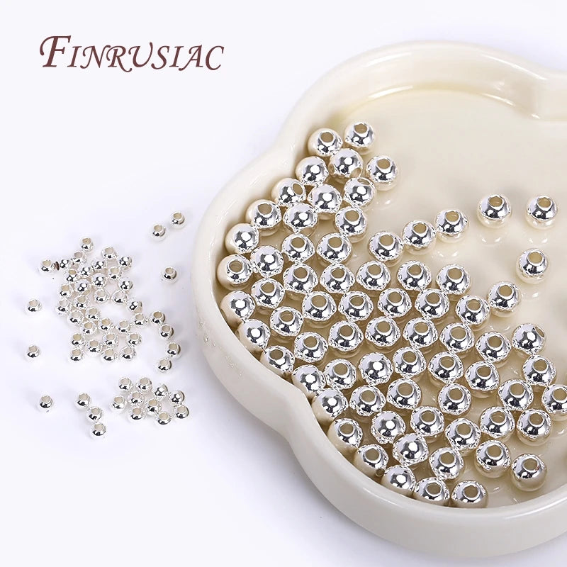 18K Gold Plated Separators For Bead,Spacers Beads For Jewelry Making,Brass Metal Round Beads,DIY Bracelets/Necklace Accessories