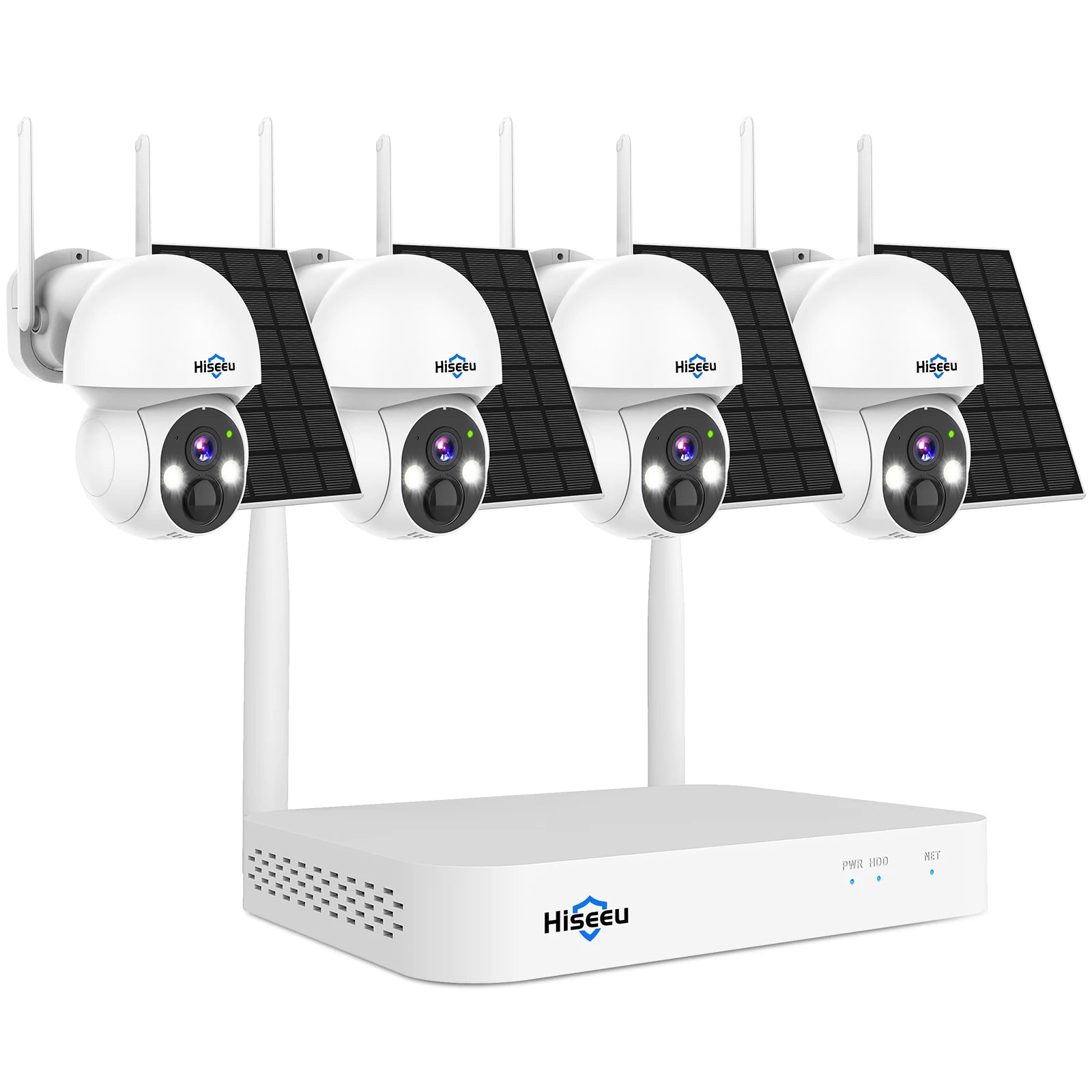 Hiseeu 4MP WiFi PTZ Solar IP Camera Security System Kit Night Vision Human Detection P2P Two-Way Audio 10CH NVR CCTV Camera Set