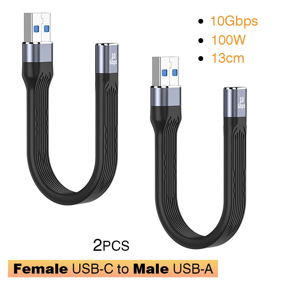USB3.1 10Gbps Short Cable 13cm PD 100W USB to Type C Cable Converter OTG USB Adapter USB4 20Gbps Cable 22cm for SSD Power Bank