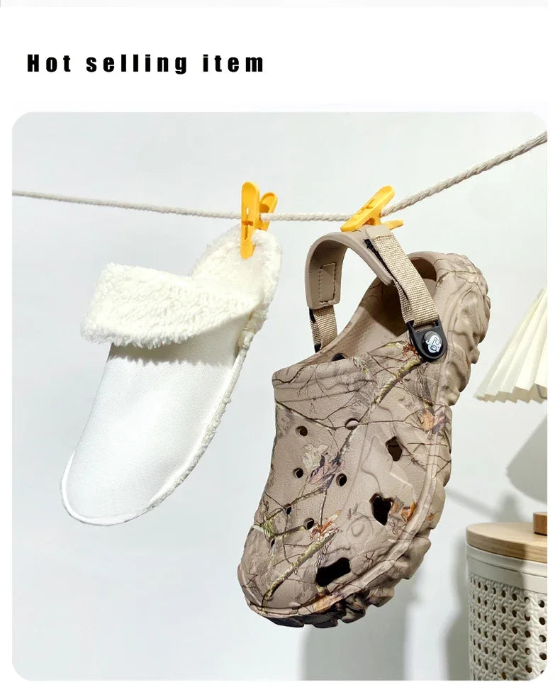 YRZL Winter Colgs Slippers Men's Shoes Men Beach Working Garden Shoe Home Soft Plush Slippers Bedroom Fuzzy Shoes Indoor Outdoor