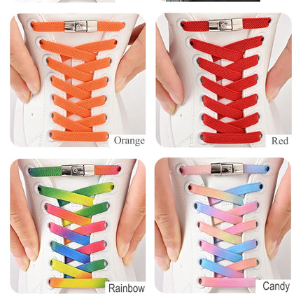 8mm No Tie Shoe Laces Press Lock Shoelaces Without Ties Elastic Laces Sneaker Kids Adult Widened Flat Shoelace for Shoes