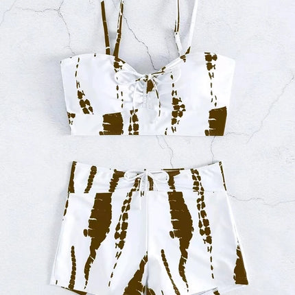 Drawstring Front Shorts Bikinis 2025 High Waist Swimsuit Women Swimwear Female Bathers Bathing Swimming Swim Suit Beachwear