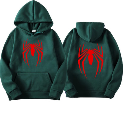 2024 New Men's Hoodie Street Fashion Spider Print Sweatshirt Fleece Ladies Casual Funny Loose Hoodie spiderman Men's clothing
