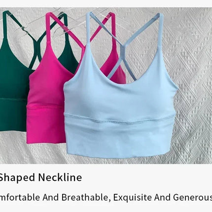 Fashion Sexy Cross Back Small Sling Yoga Underwear Women Breathable Shockproof Gym Fitness Running Sport Crop Tops Athletic Vest