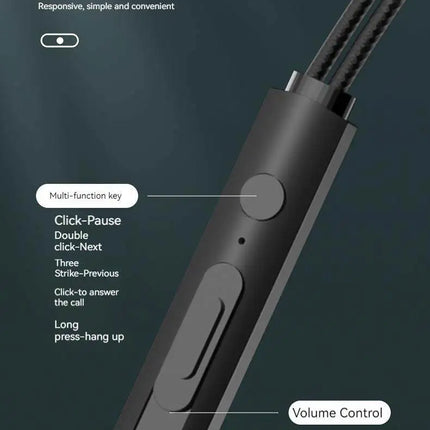Wired Earphone 3.5mm AUX/Type C HiFi Surround Heavy Bass With MIC In-Ear Game Music Headsets For Samsung Huawei Xiaomi iPad PC