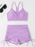 Drawstring Front Shorts Bikinis 2025 High Waist Swimsuit Women Swimwear Female Bathers Bathing Swimming Swim Suit Beachwear