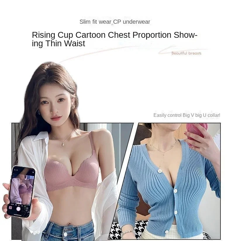 2024 New Push Up Bra for Small Chest  Ultra Thick 6CM Padded No Steel Ring Comfortable & Sexy Lift Lingerie for Flat Chest Women