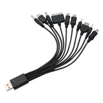 10In1 USB to Multi-ports USB Cable Universal Phone Charging Cable Multi-head Charging Cable Cord For Samsung Nokia Phone Charger