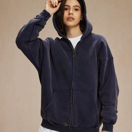 Batik fleece zippered hoodie