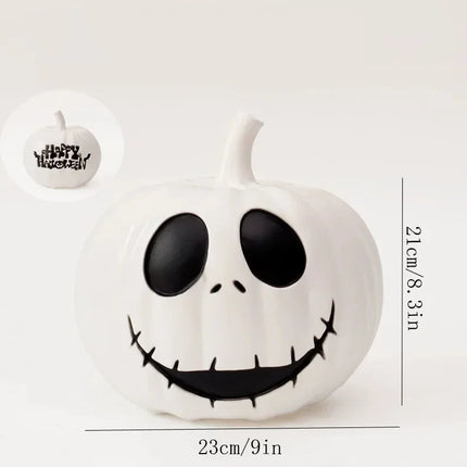 1PCS Scary Halloween Pumpkin Lantern Set Pumpkin Lamp LED Light Orange Halloween Decoration for Porch Front Door Party Supplies