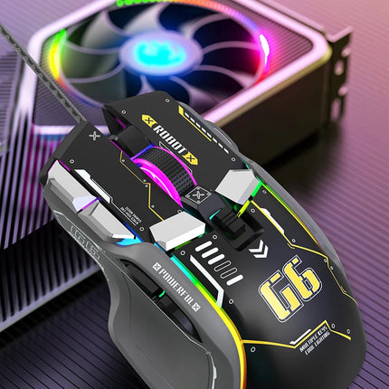 G6 Gaming Mouse Wired 128000DPI ChipA826 RGB Macro-programmable Ergonomic design superior for Gaming and Work