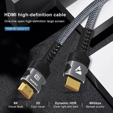 FDBRO 8K HDMI 2.1 Cable 4K@120Hz 8K@60Hz HDMI2.1 Cable 48Gbps Adapter For RTX 3080 eARC HDR10+ Video Cable PC Laptop TV box PS5