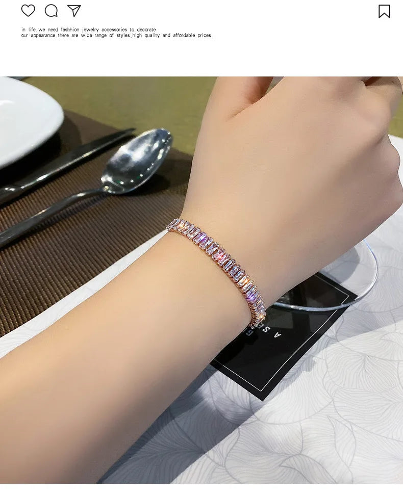 Full of Rhinestone Stainless Steel Bracelet For Women 2022 New  Designer Shiny Luxury Zircon Adjustable Bracelets Jewelry Gift