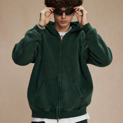 Batik fleece zippered hoodie