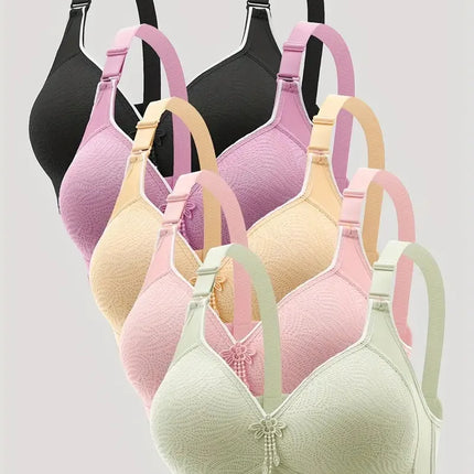 1 Piece Appliques Jacquard Bra, Elegant Lightly Padded Wireless Bra, Women's Lingerie & Underwear