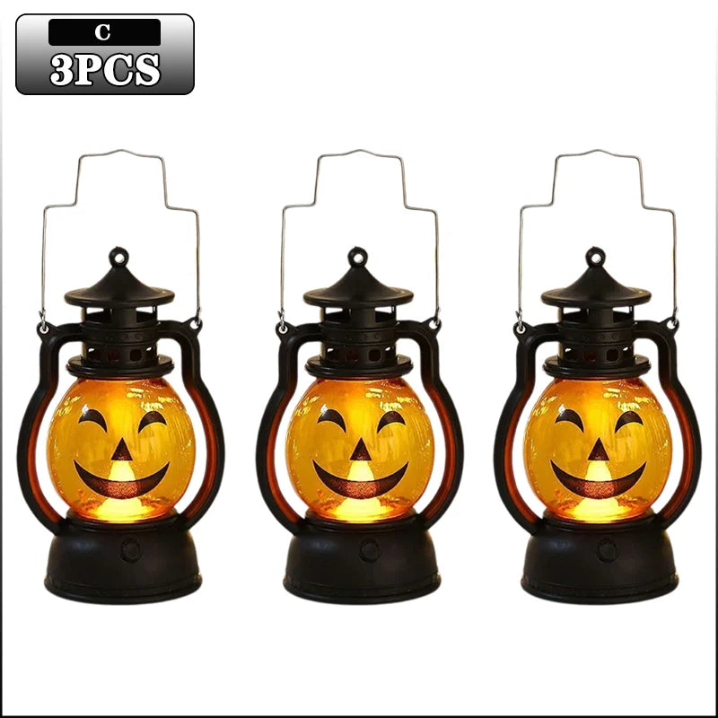 Halloween Pumpkin Ghost Face Lamp Portable Skull Decoration Light for Bar Party Table Atmosphere Prop Halloween Decor Use