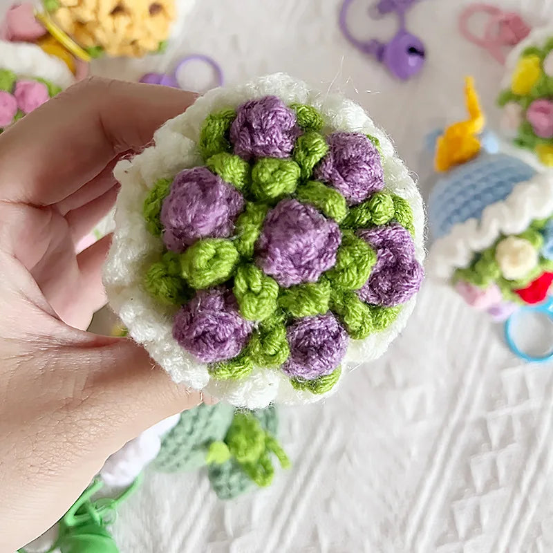 Stuffed Plants Sunflowers Roses Handmade Crochet Flowers Keychains Small Pendant Backpack Hangings Christmas Birthday Gifts