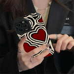 Fashion Romantic Love Hearts Phone Case For iPhone 13 16 14 15 Pro Max Plus 11 12 Mini XS X XR Soft Silicone Stripes Back Cover