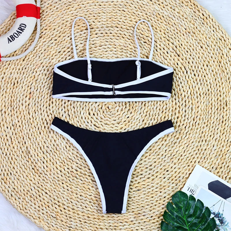Woman Swimwear 2024 High Waist Bikinis Shorts Women's Swimsuit Luxury Ribbed Two-piece Bathing Suits Summer Bikini Set Swim Suit