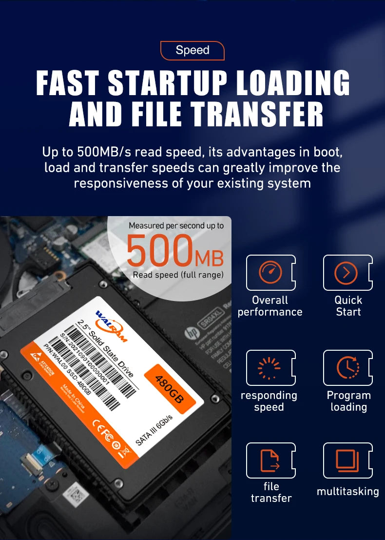 WALRAM Sata3 SSD 1TB 2.5 Inch "Internal Hard Drive Disk 128GB 256GB 512GB HDD Solid State Hard Disk for Laptop Desktop