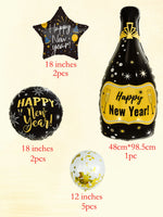 10pcs Happy New Year Champagne Bottle Balloon Set New Year Party Decorations Navidad 2024