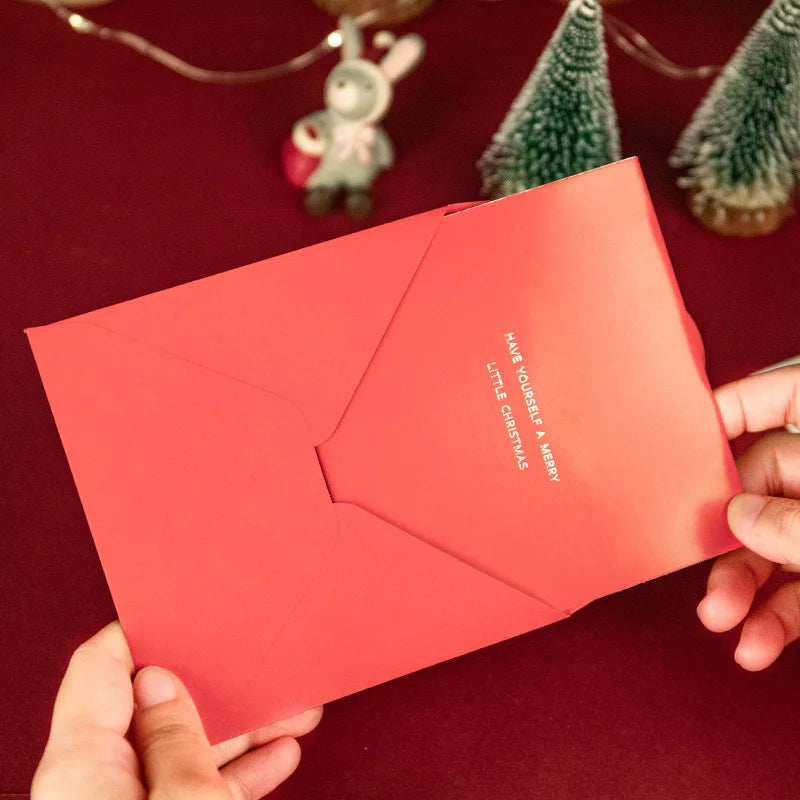 5/1PCS 3D Pop UP Christmas Greeting Cards with Envelope Friend Family Blessing Postcard Birthday New Year Christmas Decoration