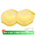 Dog Bathing Brush Pet Massage Brush Shampoo Dispenser Soft Silicone Brush Rubber Bristle for Dogs and Cats Shower Grooming Tool
