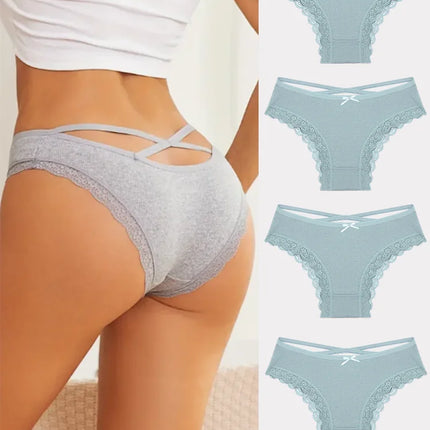 4PCS Women's Cotton Briefs Sexy Female Underpants Elasticity Comfortable Underwear Panties Lingerie S-XL  Solid Color Intimate