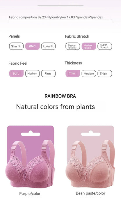 New Large Size Sexy Luxury Lace Non-steel Ring WOMEN'S Bra Push up Comfortable Four Rows of Buckle Thin Section Ladies Underwear
