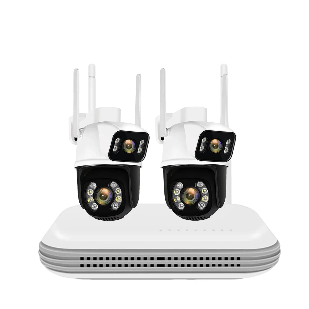 8MP PTZ WIFI Camera Kit Dual Lens PTZ IP Camera Smart Home Night Vision ICSEE APP NVR Outdoor 8CH Wireless CCTV Camera System