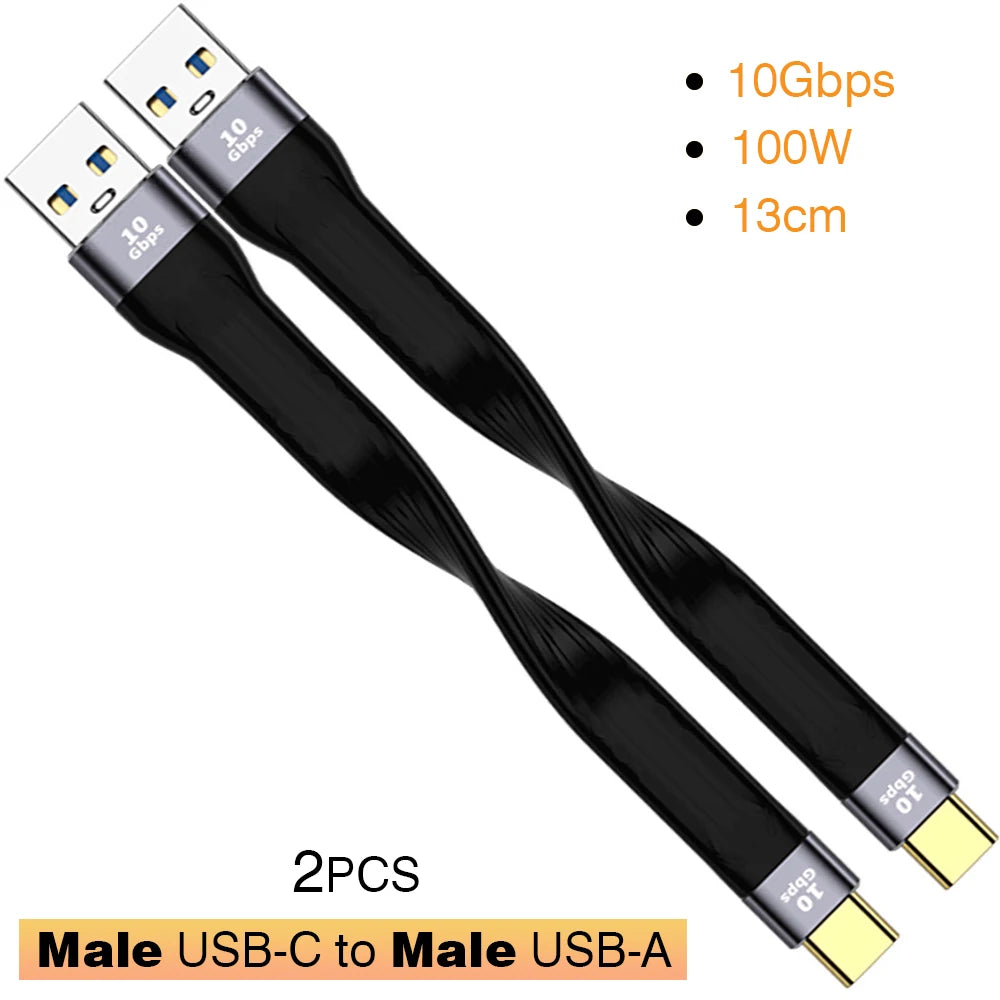 USB3.1 10Gbps Short Cable 13cm PD 100W USB to Type C Cable Converter OTG USB Adapter USB4 20Gbps Cable 22cm for SSD Power Bank