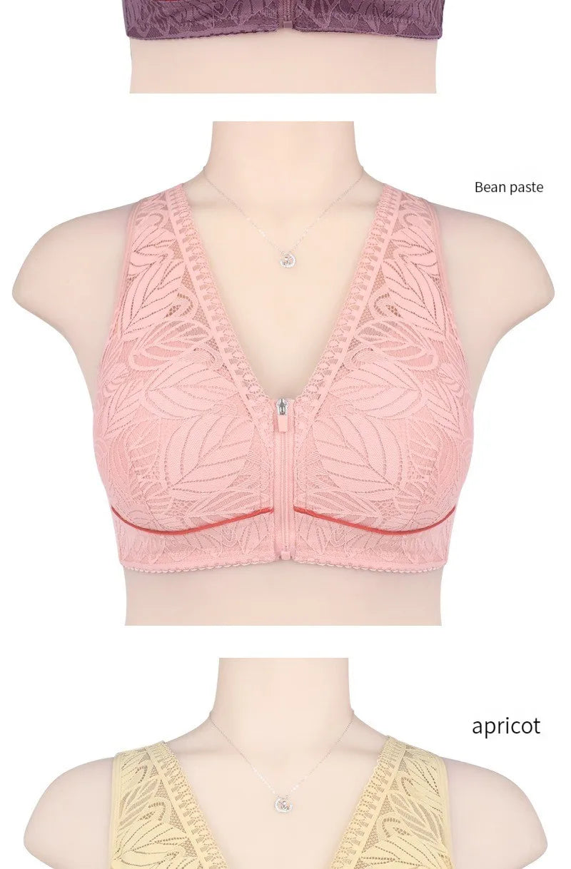 Soft cotton cups before the zipper in the elderly underwear breathable women without steel ring tank top lace large size bra