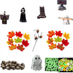 Halloween Decoration Maple Leave Ghost Desktop Ornaments Mini Skull Luminous Horror Eyeball Halloween Party Favors Home Decor
