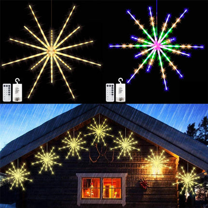 PAMNNY Battery Powered Starburst Firework Lamp Waterproof Christmas Garden String Light Garland for Wedding Party New Year Decor