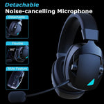 Wireless Gaming Headset with Detachable Noise Cancelling Microphone,2.4G Bluetooth-USB-3.5mm Wired Jack 3 Modes for Multi-device