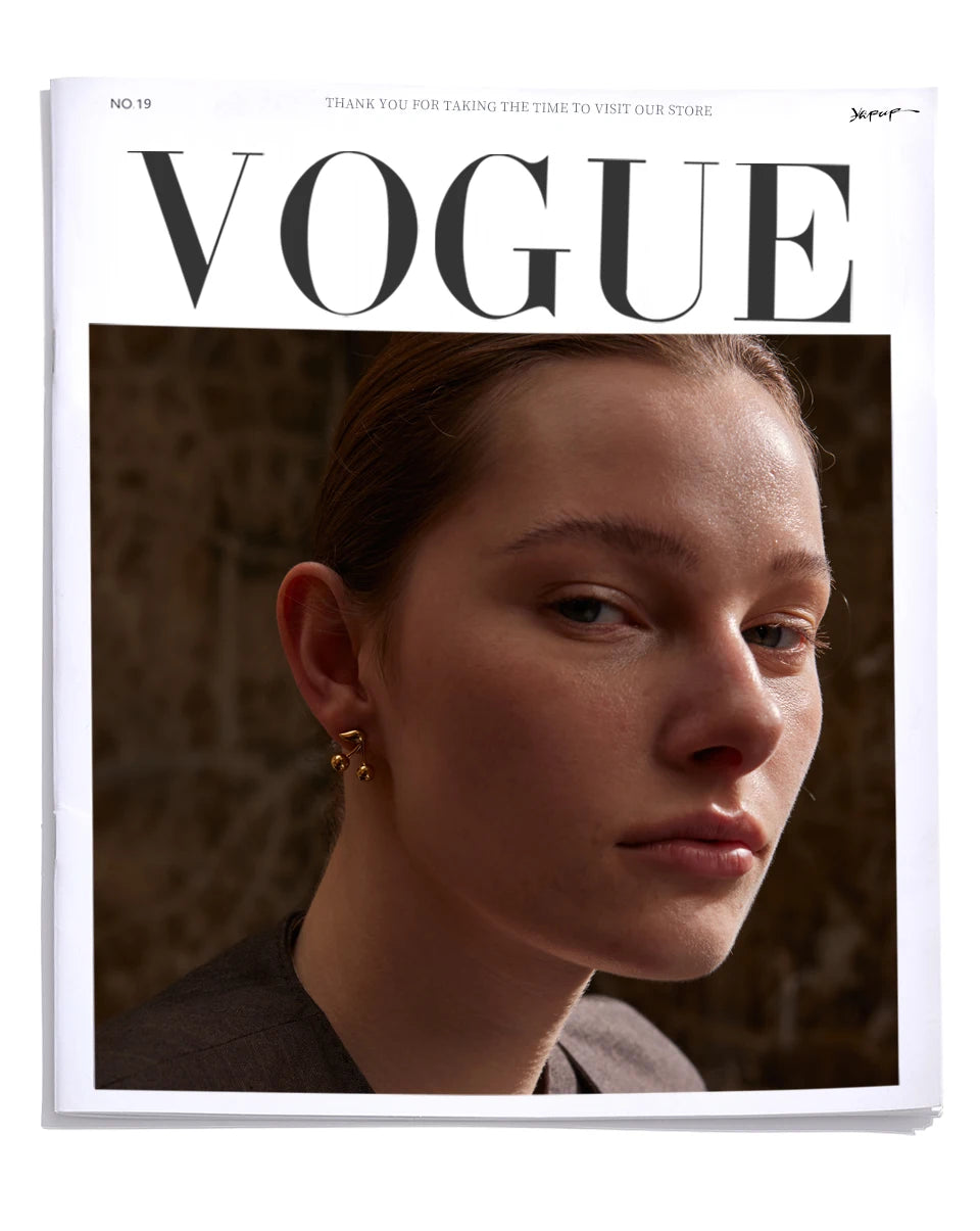 Yhpup 316L Stainless Steel Metal Chic Cherry Golden Stud Earrings Water Resistant Charm Fashion Jewelry 18K PVD Plated Wholesale